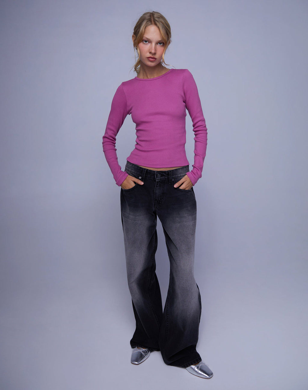 Gelbon Open Back Long Sleeve Top in Cashmere Pink (Top à manches longues ouvert dans le dos en cachemire rose)