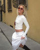 Image de Gelbon Open Back Long Sleeve Top in Rib White