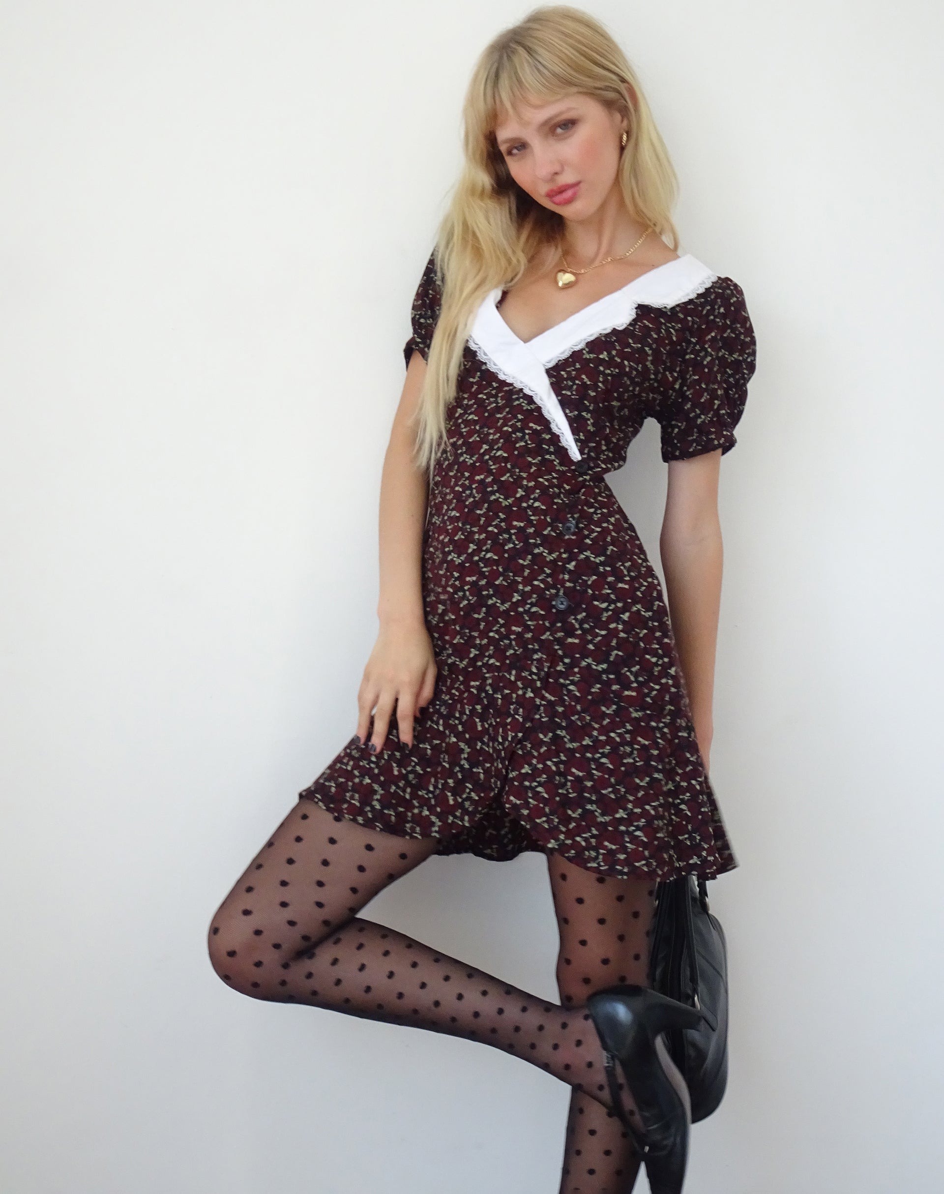 Image de Geles Mini Wrap Dress in Dark Rhoslyn Ditsy Print