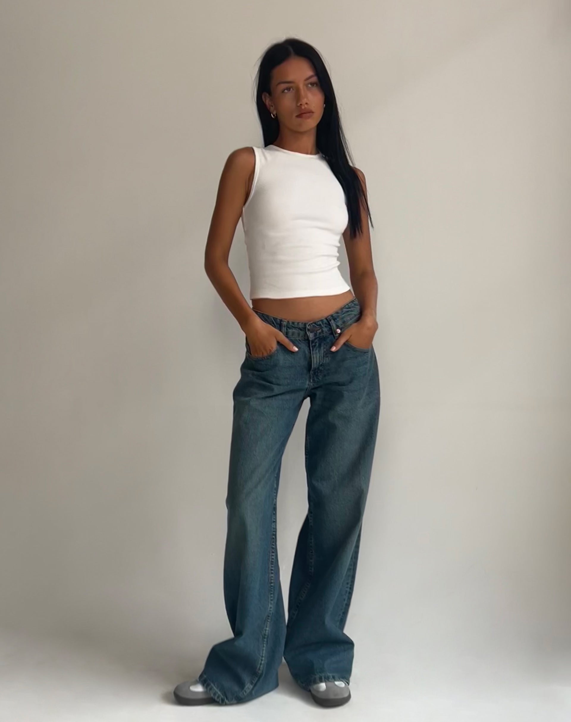 image de Gelsho Open Back Rib Tank Top in Off White