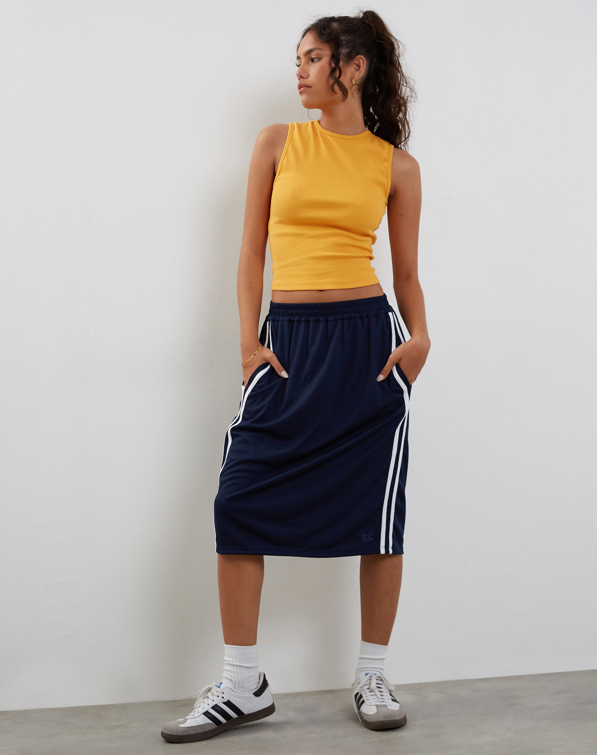 Image of Gelsho Open Back Tank Top in Faded Orange Rib