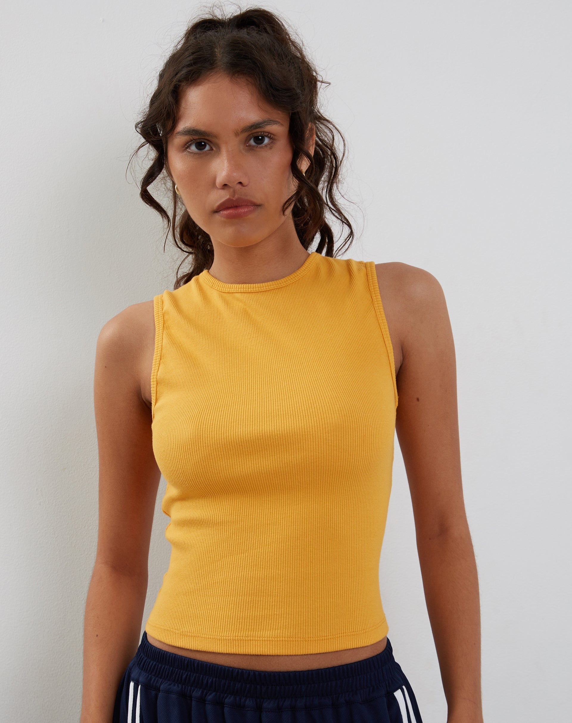 Image of Gelsho Open Back Tank Top in Faded Orange Rib