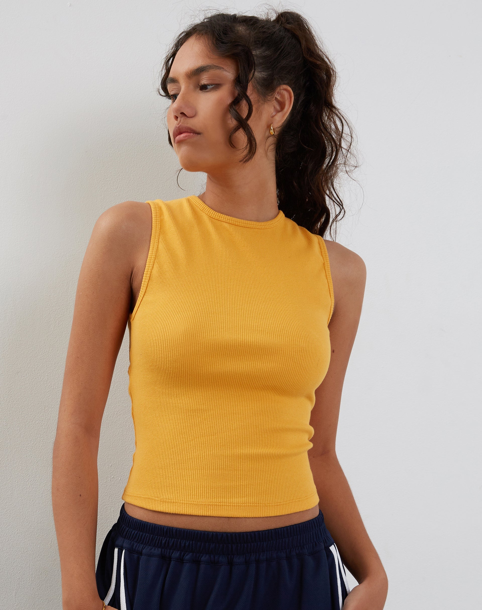Image of Gelsho Open Back Tank Top in Faded Orange Rib