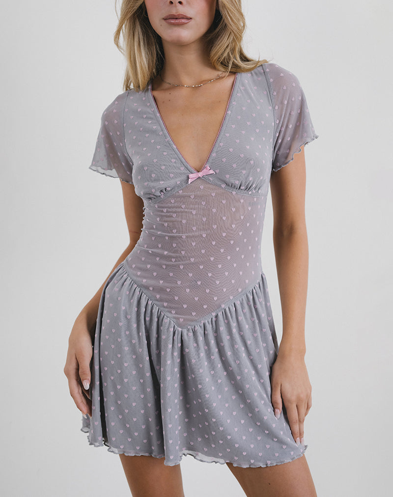 Mini robe Geni en Heart Flock Grey