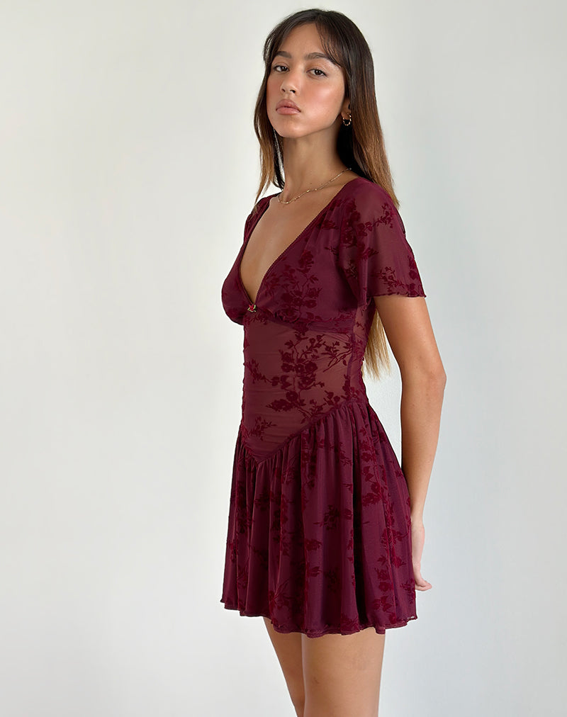 Image de la mini robe Geni en fleur botanique Marron