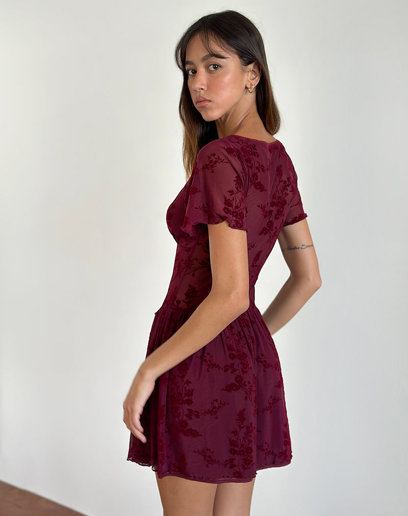 Image de la mini robe Geni en fleur botanique Marron