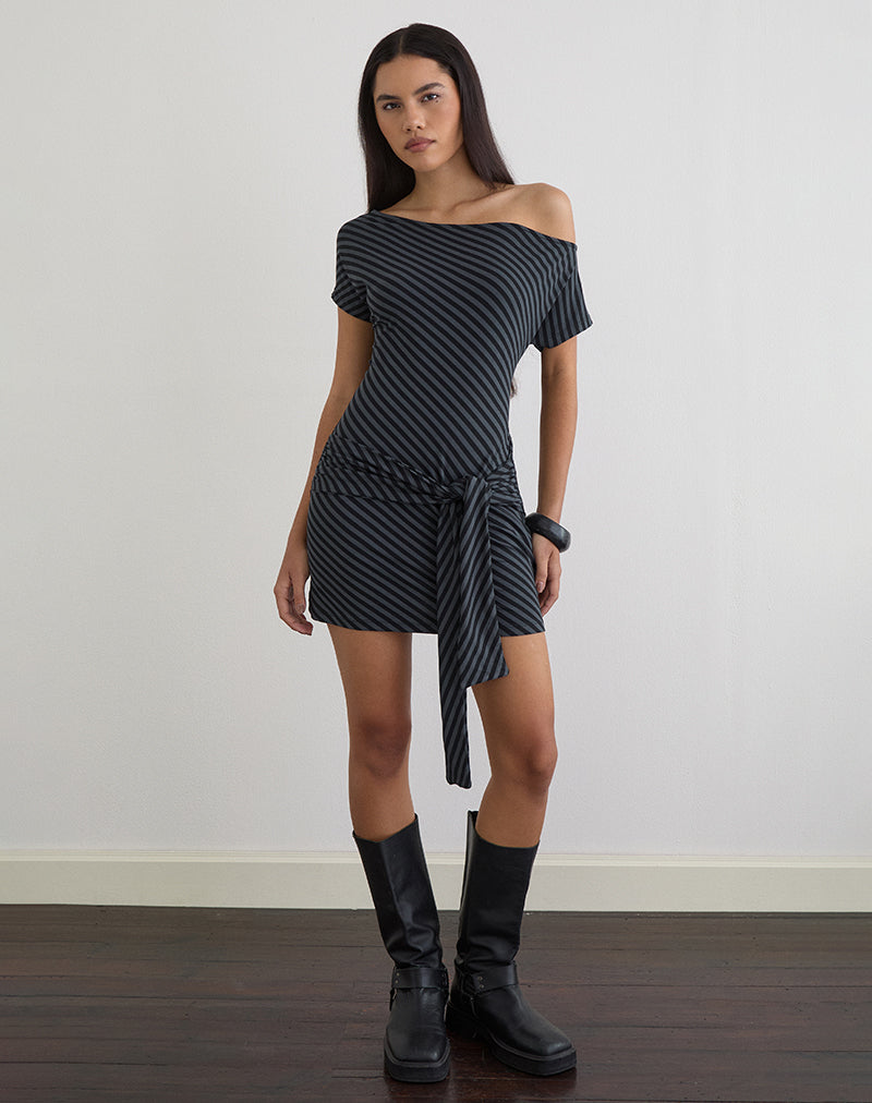 Mini-robe Genya à rayures obliques Ocean Storm