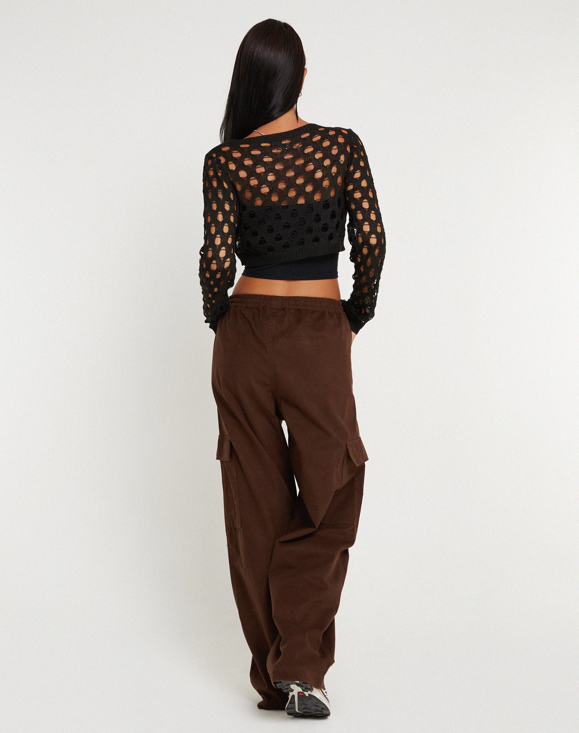 Image de Geona Pantalon cargo à jambes larges en brun