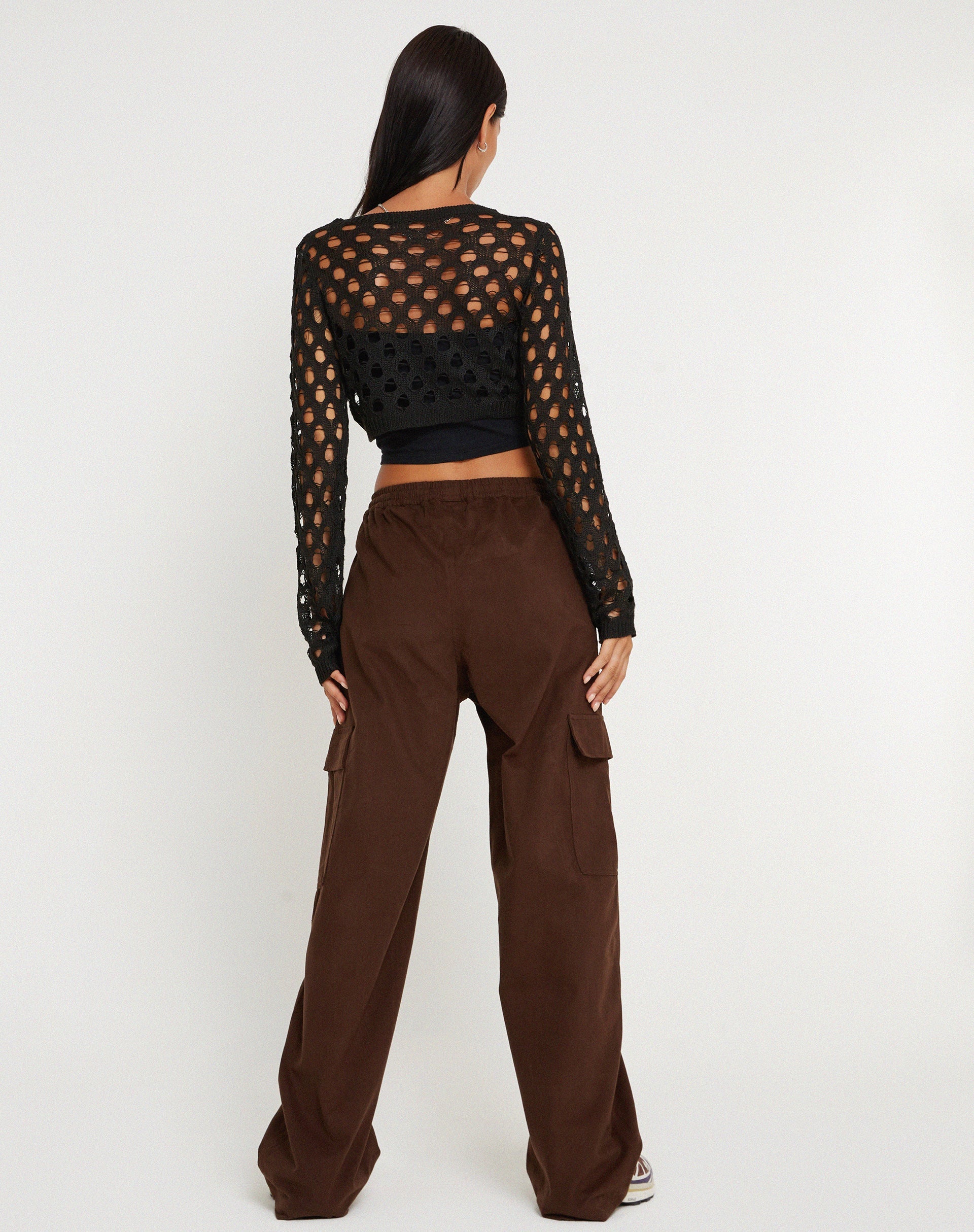 Image de Geona Pantalon cargo à jambes larges en brun