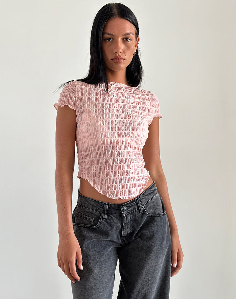 Georgia - Top en maille texturée - Rose chair