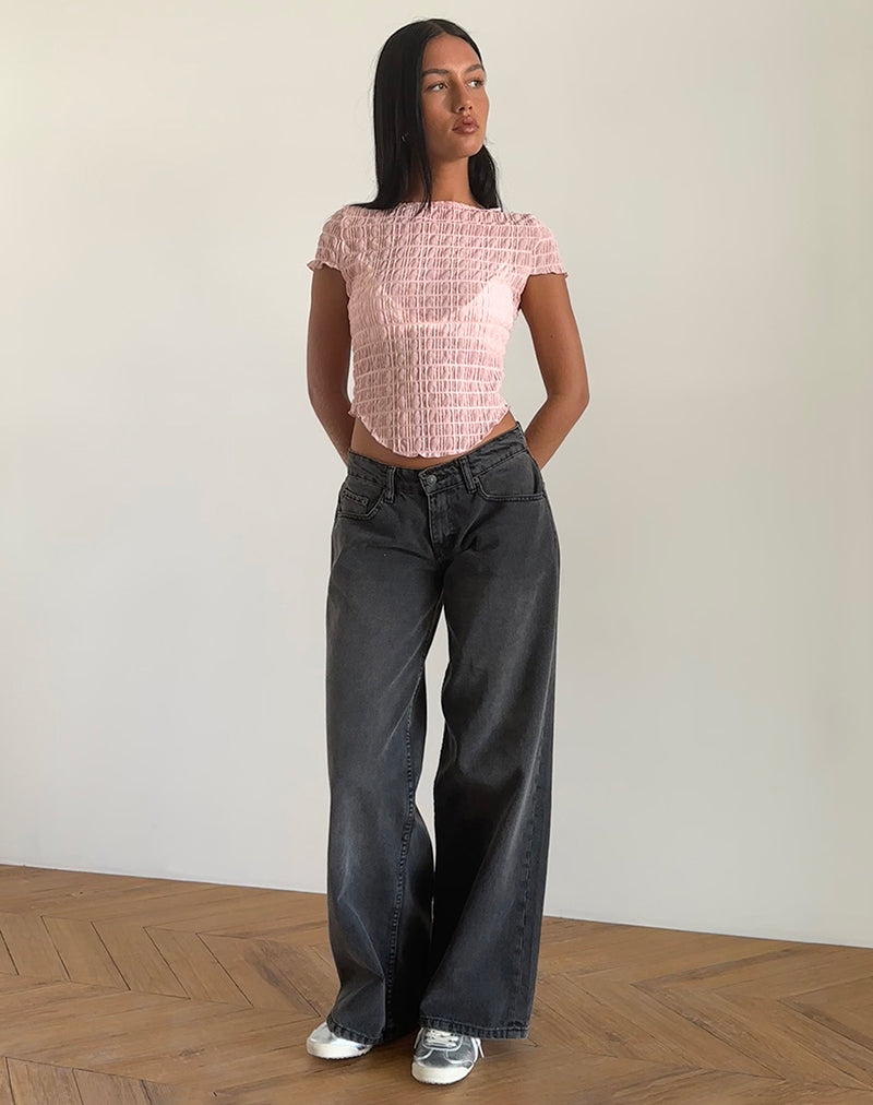 Georgia - Top en maille texturée - Rose chair