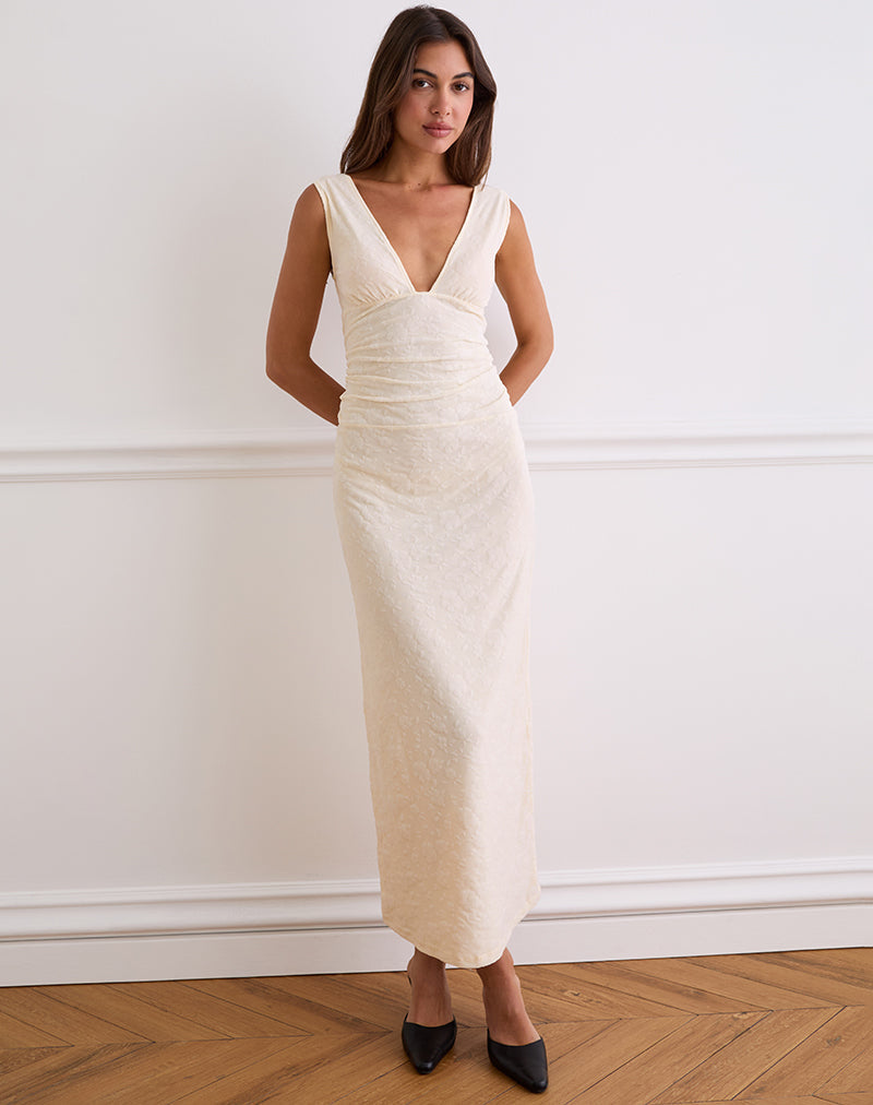 Image de Gerda Maxi Dress in Floral Flock Cream
