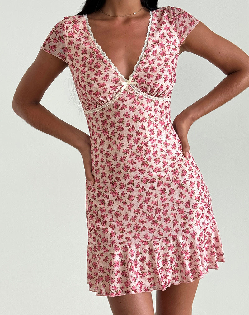 Robe Ginevra en Gardenia romantique avec bordures en dentelle