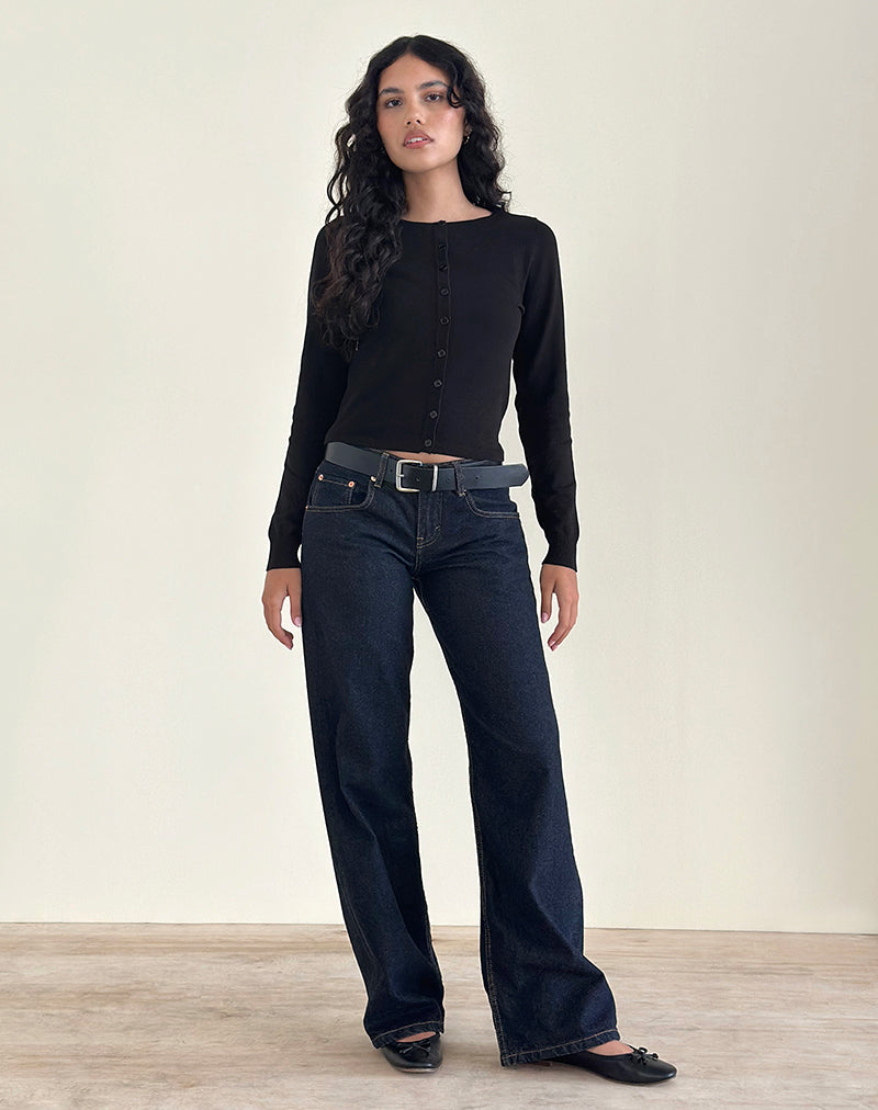 Cardigan Giovanna en tricot plat noir