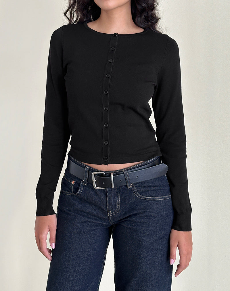 Image de Giovanina Cardigan en maille plate Noir
