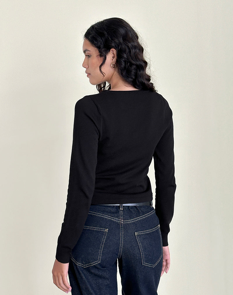 Image de Giovanina Cardigan en maille plate Noir