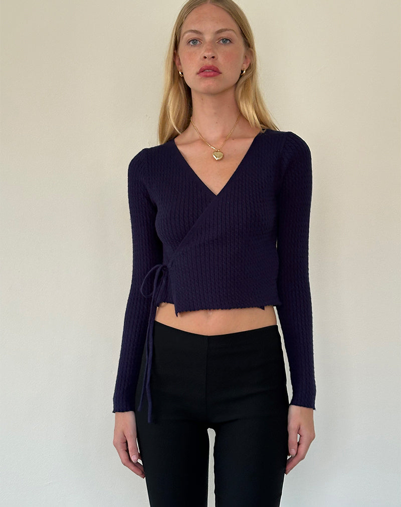 Image de Gisela Cardigan tricoté en bleu nuit