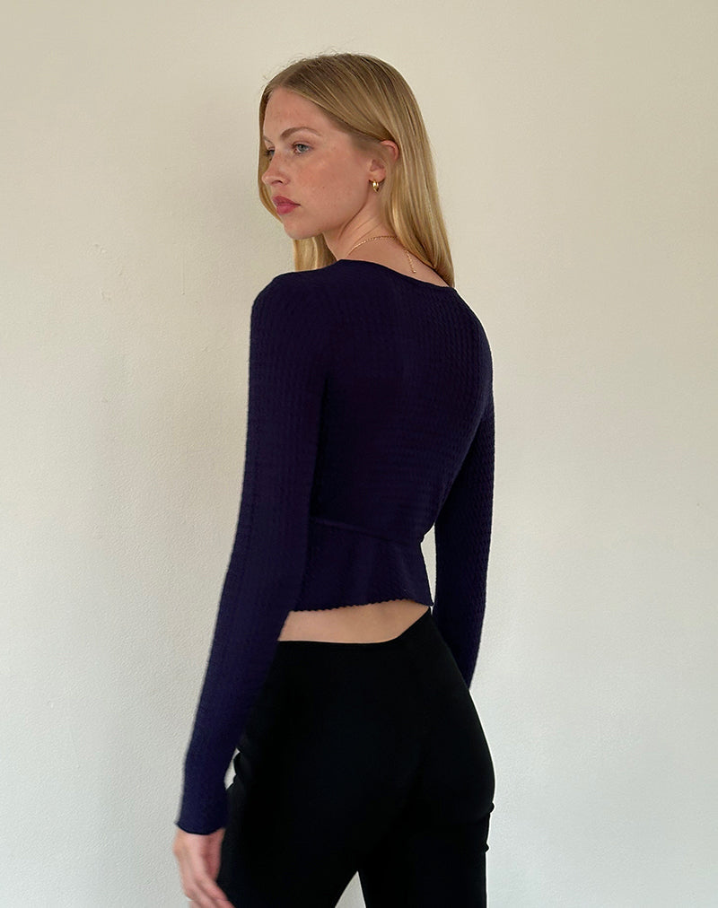 Image de Gisela Cardigan tricoté en bleu nuit