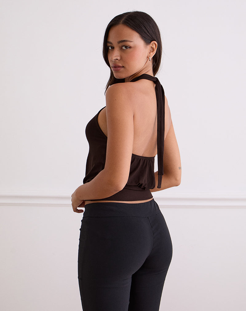 Image de Giunea Knot Halter Top in Bitter Chocolate