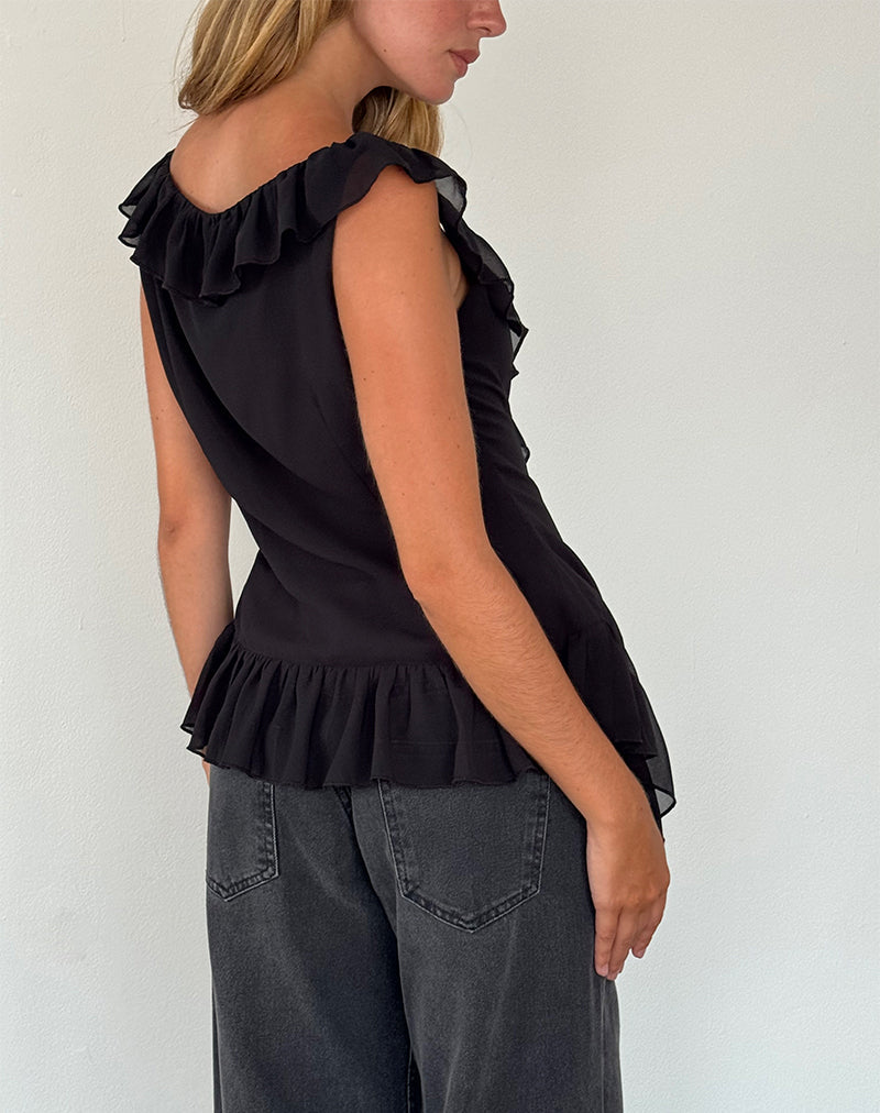 Image de Glaiza Ruffle Cami Top in Black