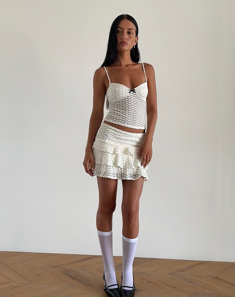 Image de Grafika Cami Top in Ivory Heart Lace