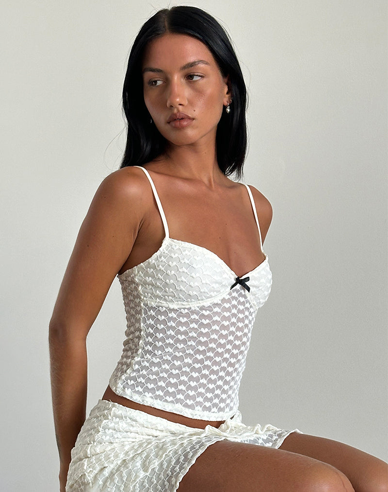 Top Cami Grafika en dentelle ivoire Heart Lace