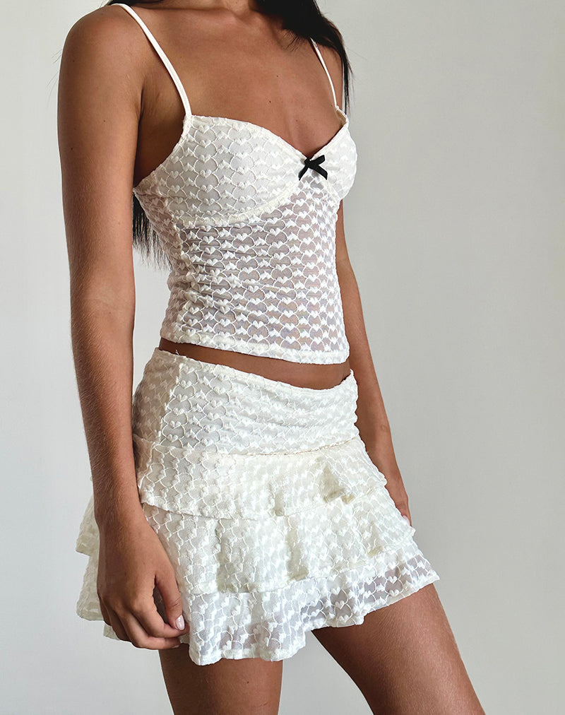 Minijupe Camigo, dentelle au cœur ivoire