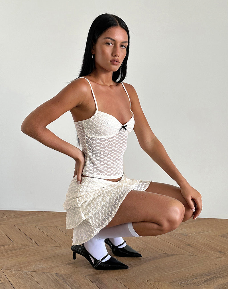 Image de la mini-jupe Camigo en dentelle ivoire Heart Lace