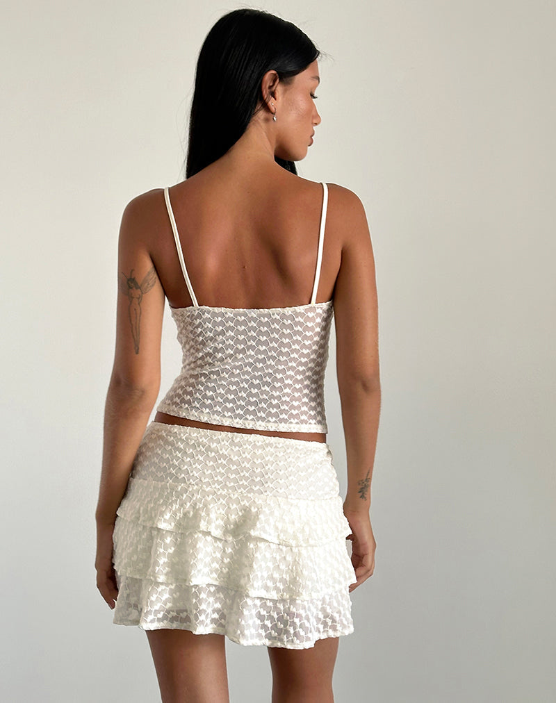 Image de la mini-jupe Camigo en dentelle ivoire Heart Lace