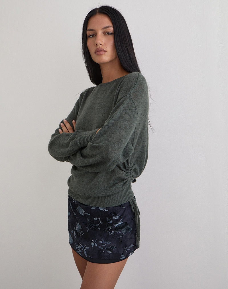 Image de Grisha Long Sleeve Knit Top in Grey Smokey Green