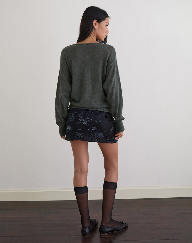 Image de Grisha Long Sleeve Knit Top in Grey Smokey Green