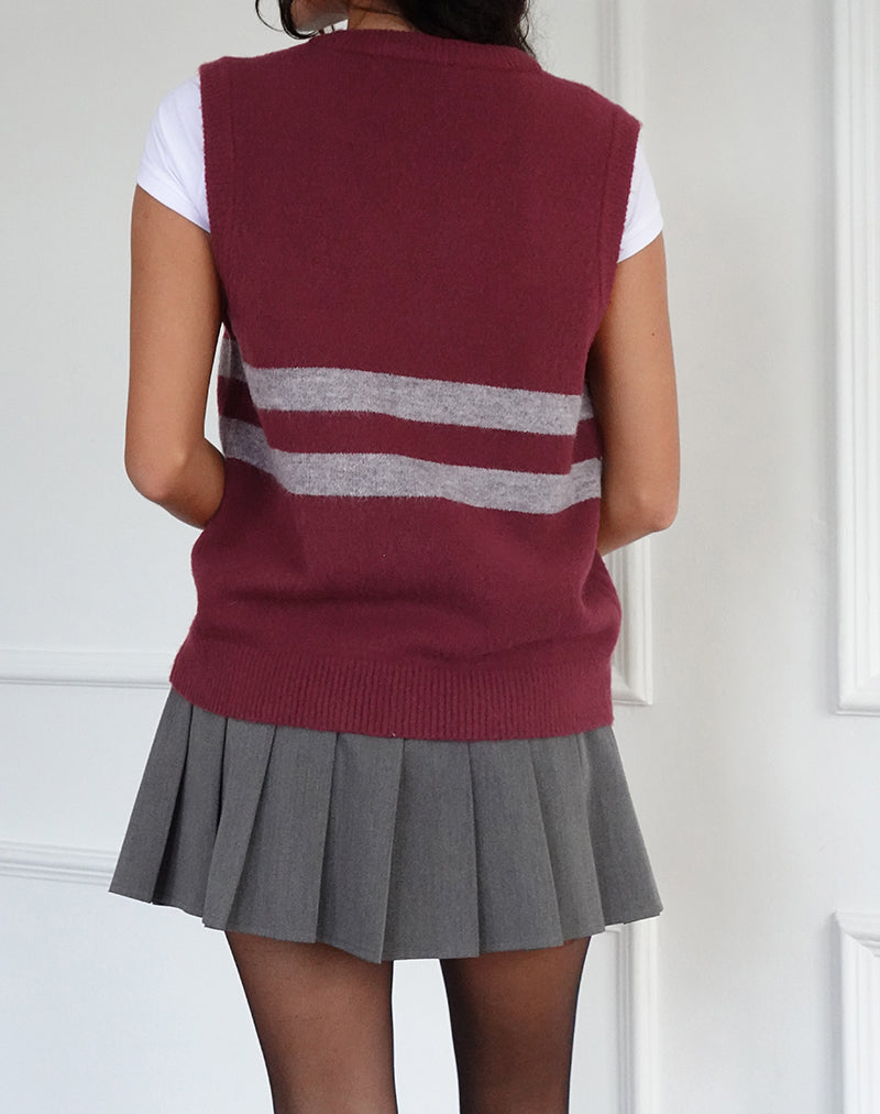 Image de la veste Guria en rouge marron avec rayures grises