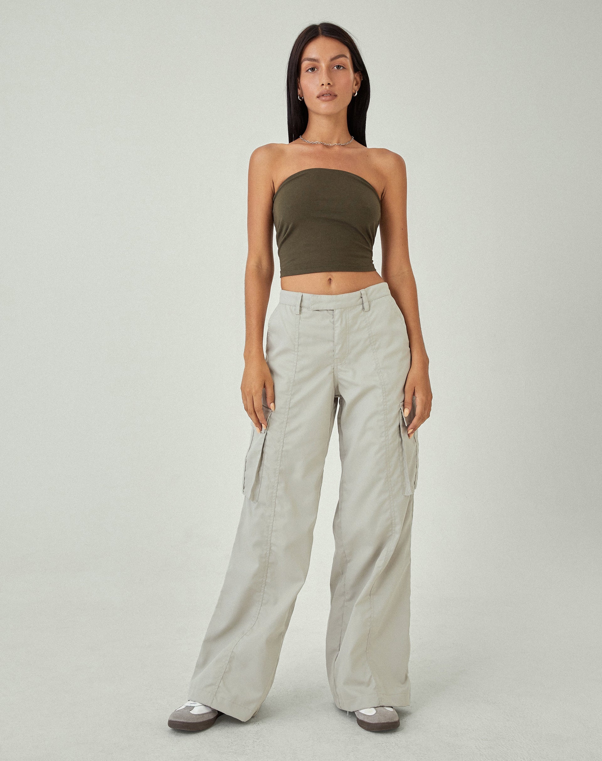 Pantalon cargo à jambes larges Calix, avoine