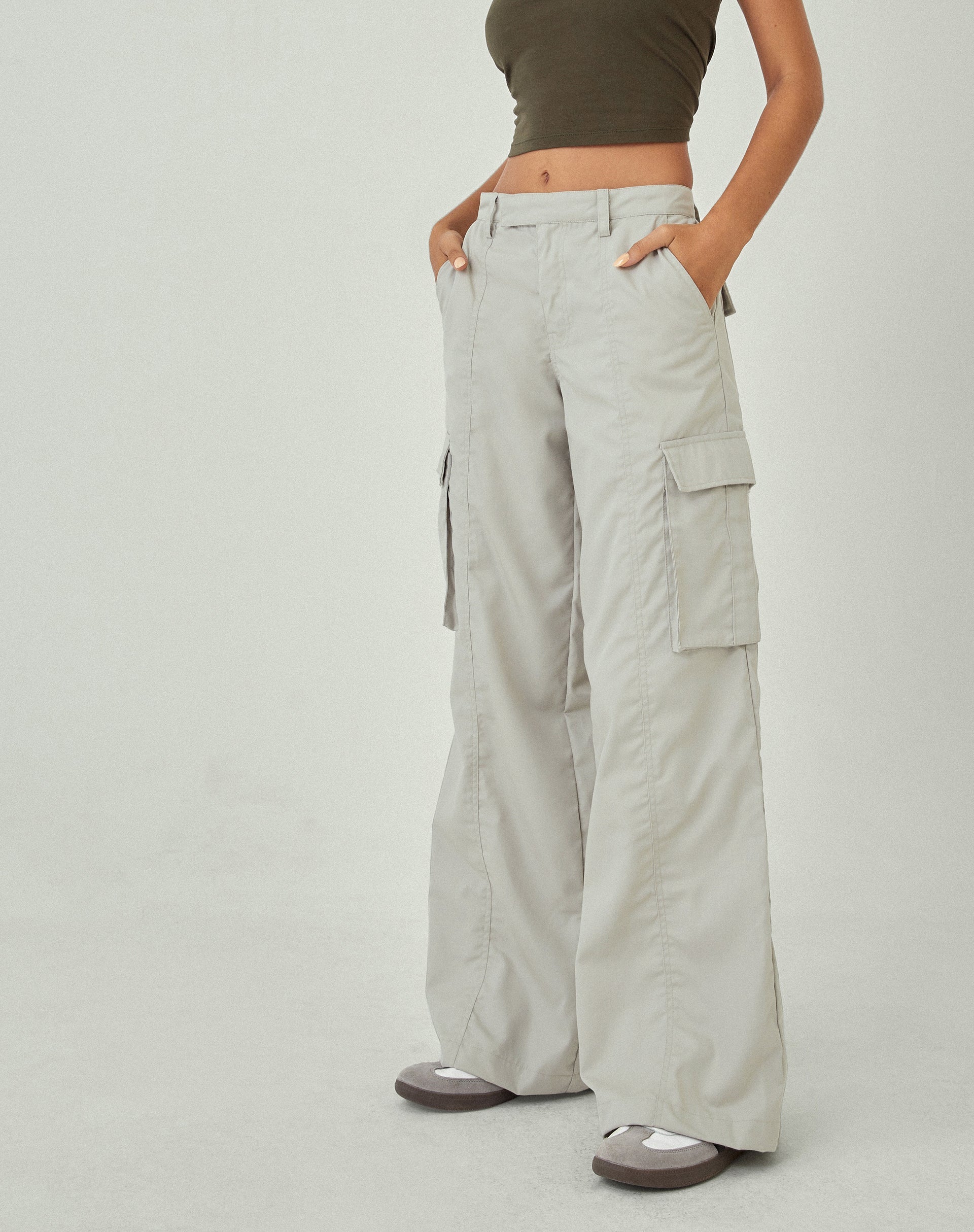Pantalon cargo à jambes larges Calix, avoine