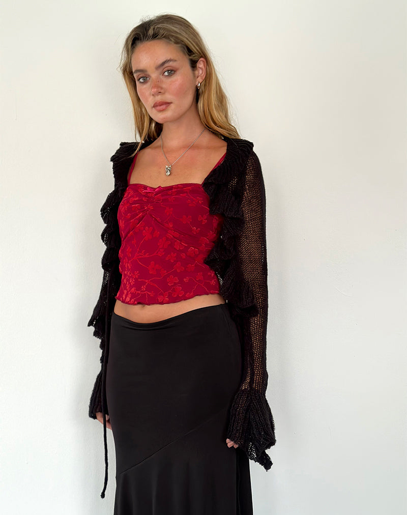 Image de Hali Cami Top in Grunge Floral Flock Red
