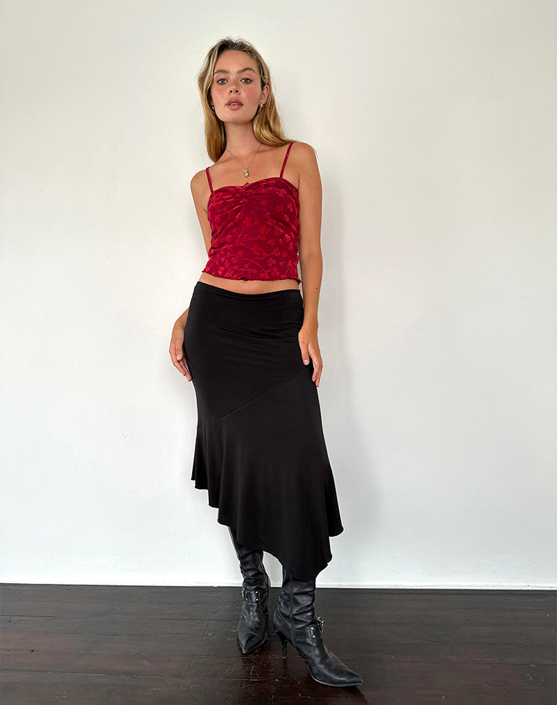 Image de Hali Cami Top in Grunge Floral Flock Red