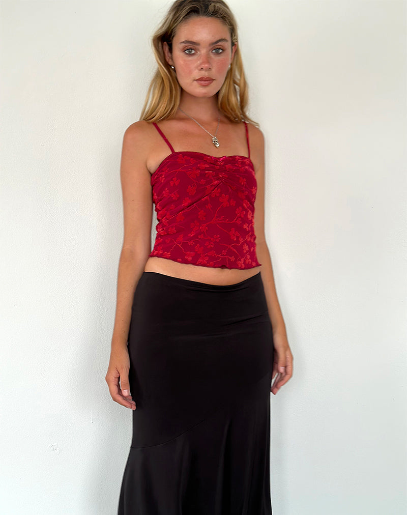 Image de Hali Cami Top in Grunge Floral Flock Red