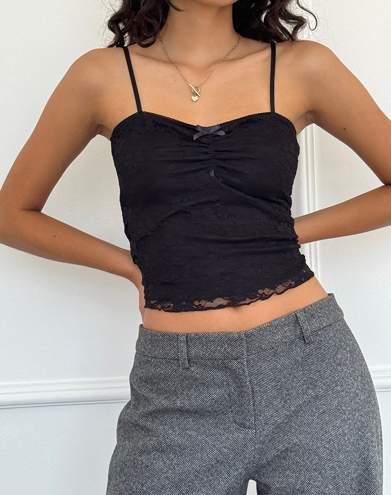 Top Cami Hali en dentelle Orchid Black Lace