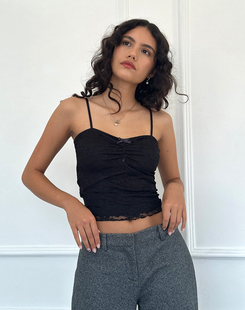 Top Cami Hali en dentelle Orchid Black Lace