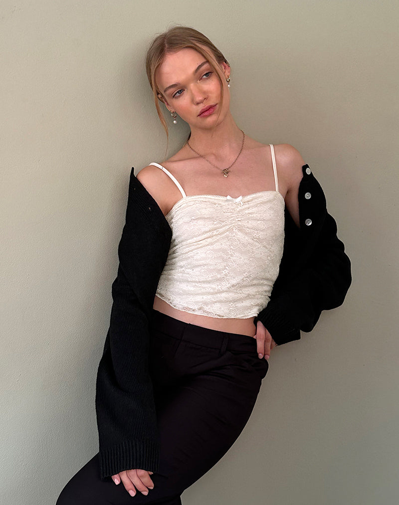 Image de Hali Cami Top in Ivory Orchid Lace