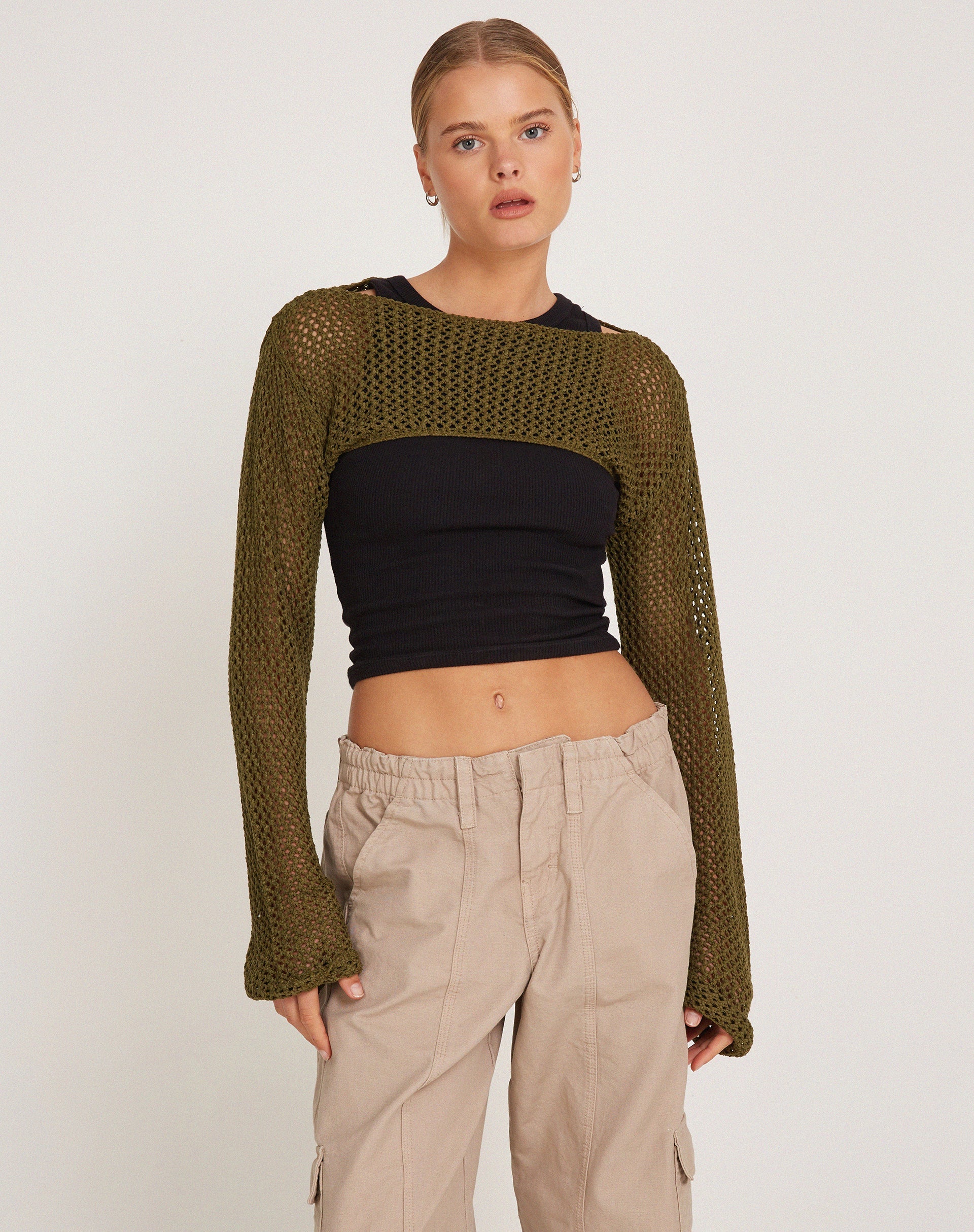 Image de Hanita Bolero Top in Olive Green