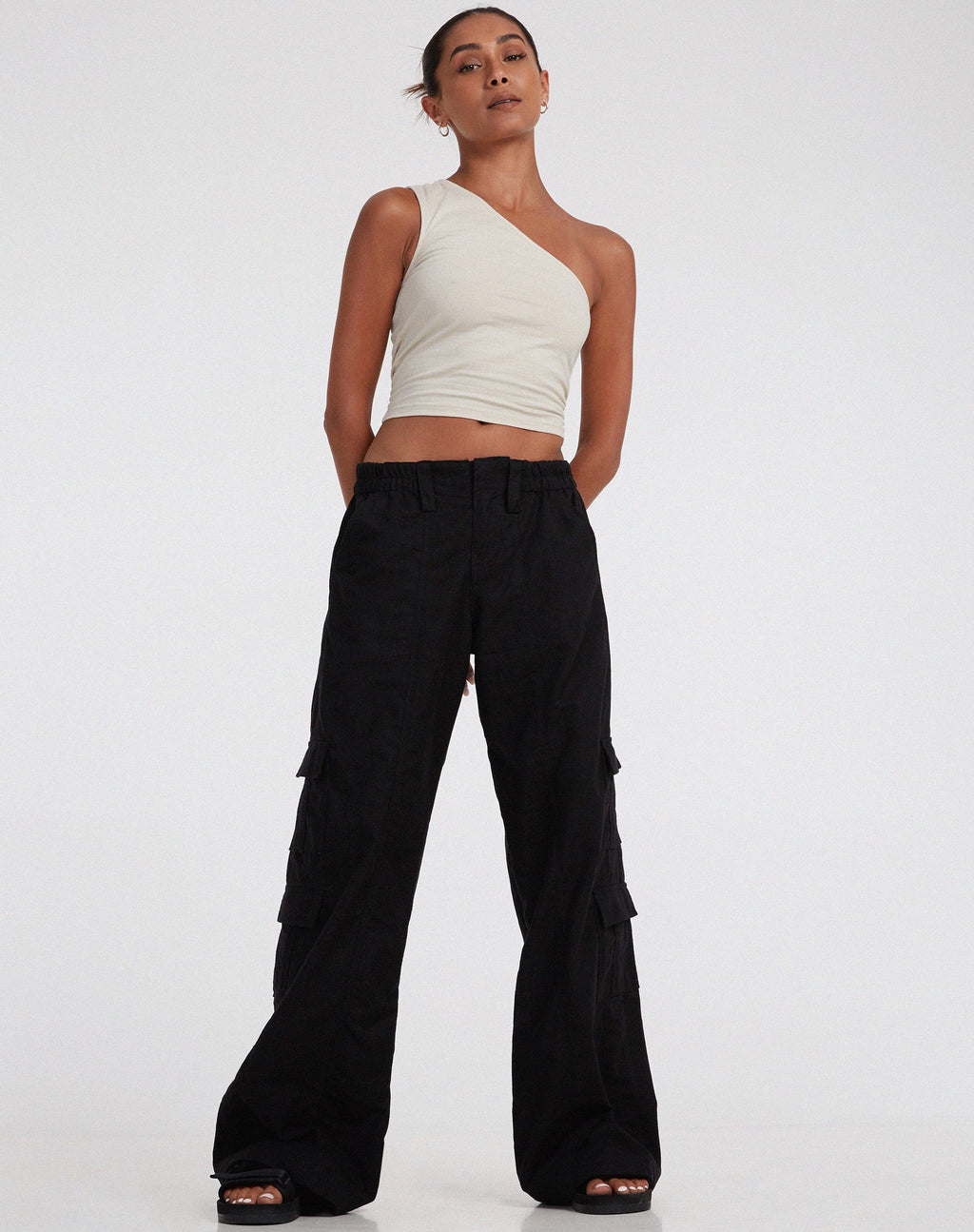 Pantalon cargo Hansa en Rami noir