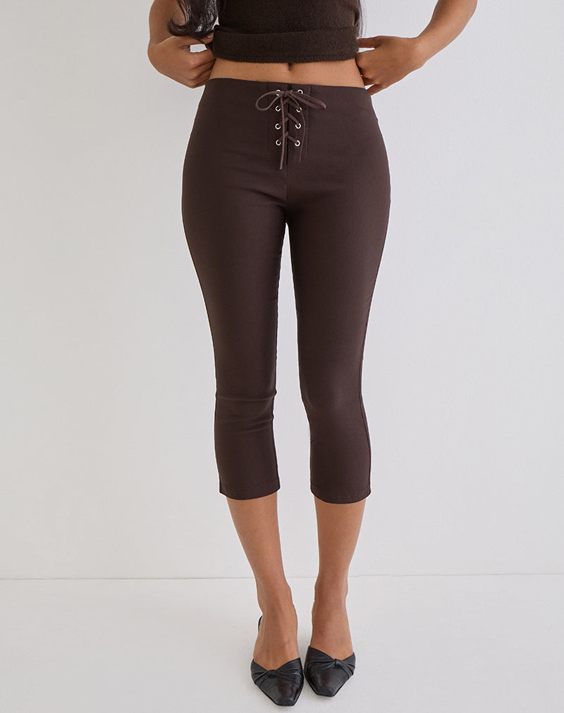 Capri à lacets Aelva en tailleur marron foncé