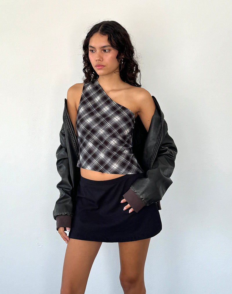 Image de Harini One Shoulder Top in Black White Check