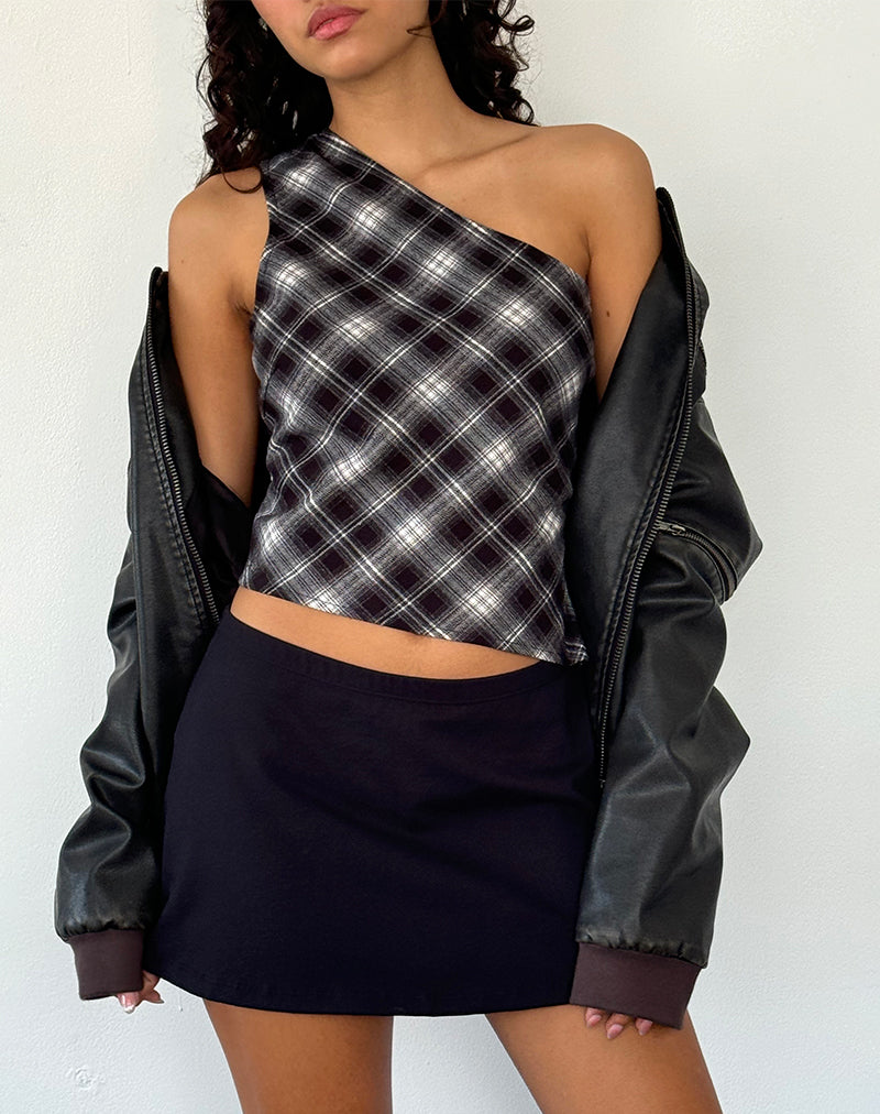 Image de Harini One Shoulder Top in Black White Check
