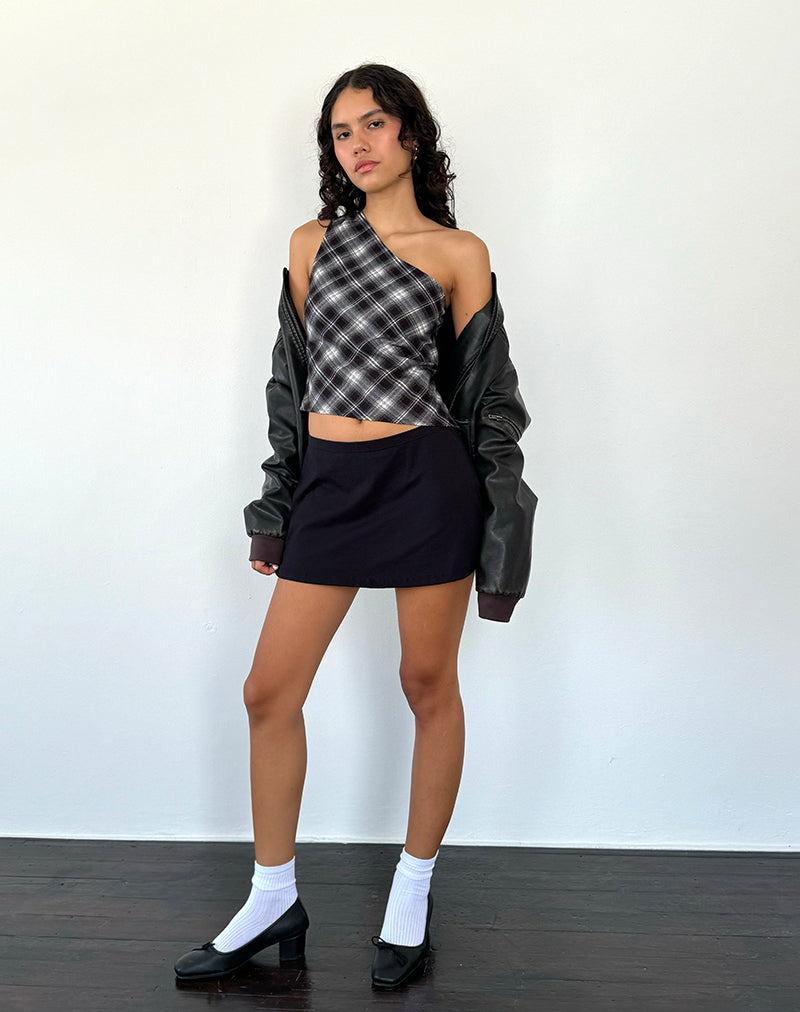 Image de Harini One Shoulder Top in Black White Check