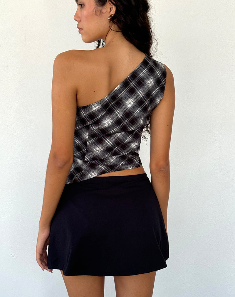 Image de Harini One Shoulder Top in Black White Check