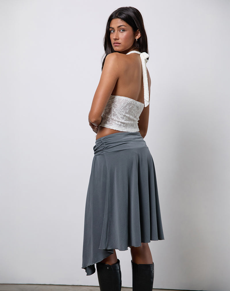 Jupe midi asymétrique Harlan, gris Cupro