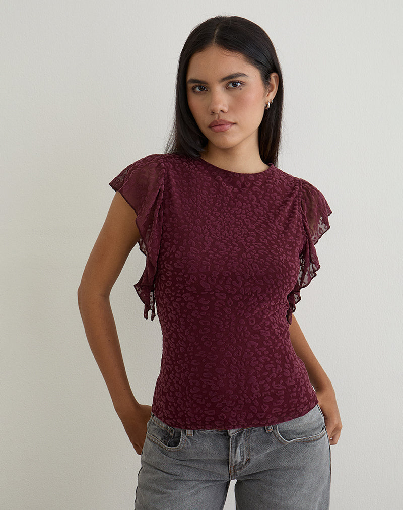 Image de Harsya Top in Flock Mini Leopard Plum