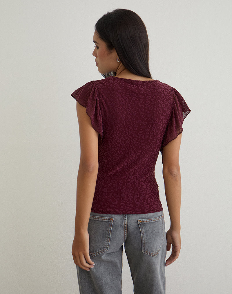 Image de Harsya Top in Flock Mini Leopard Plum